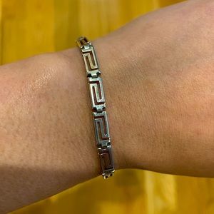 Greek diamond key bracelet in sterling silver